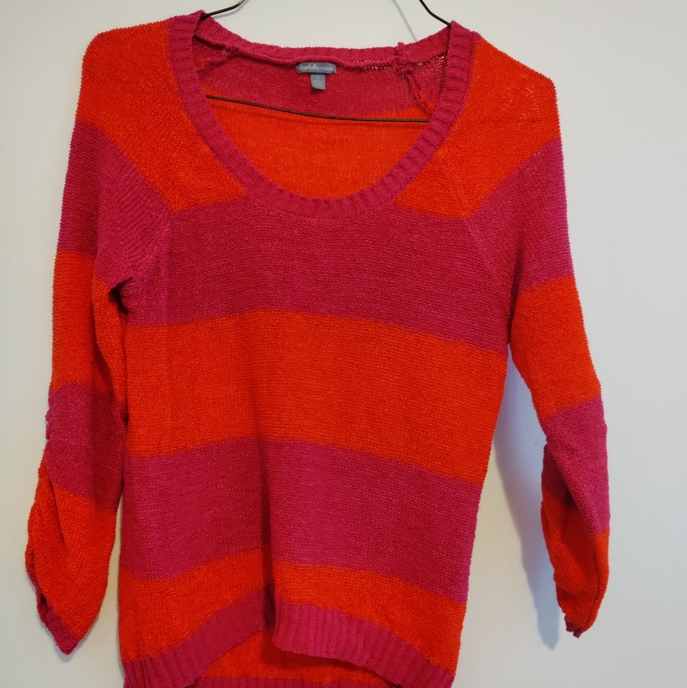 Charlotte Russe pink and orange striped sweater